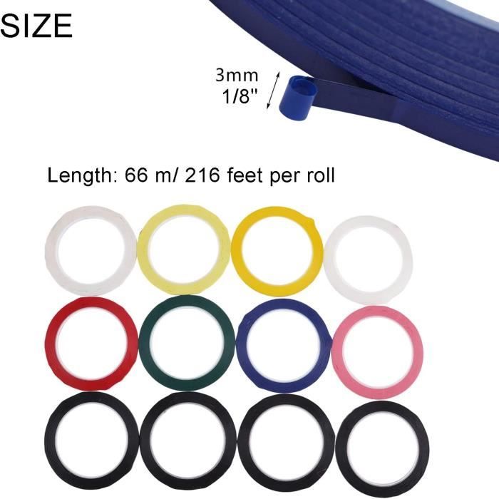 6 Rouleaux Ruban Adhésif Fin Pour Tableau Blanc - Couleurs, Lignes Graphiques, Déco Verre - 8