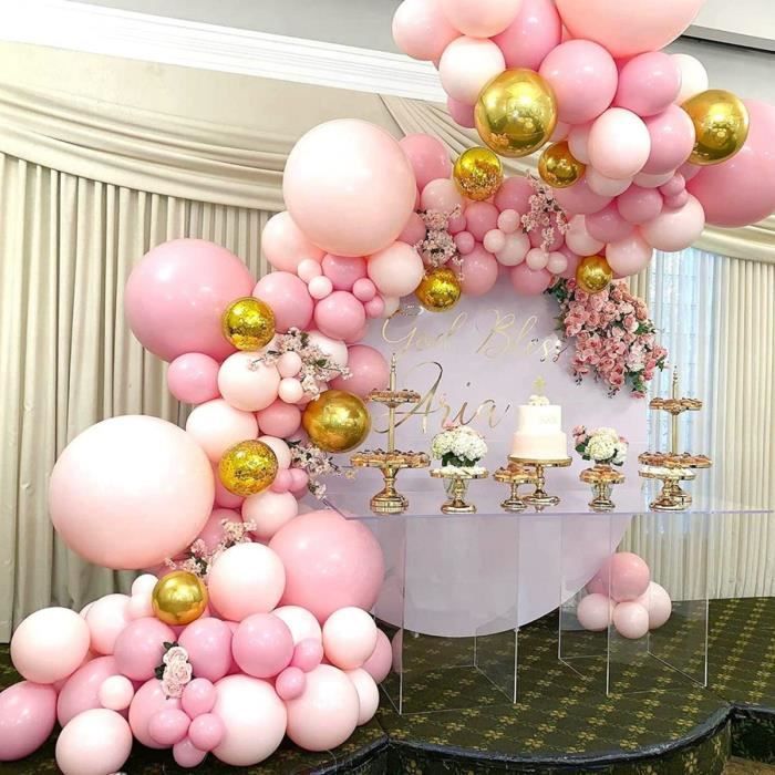Arche Ballon, Kit de Guirlande de Ballon, 104 PCS Ballons Rose & Ballon  d'or pour Mariage Anniversaire, Fond fête décoration - Cdiscount Maison