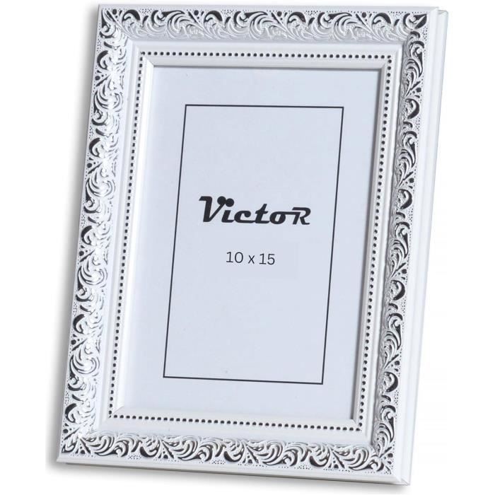 Cadre photo épais blanc 13x18 cm avec passe-partout bois reconstitué f Cadre photo épais blanc 13x18 cm avec passe-partout bois reconstitué f