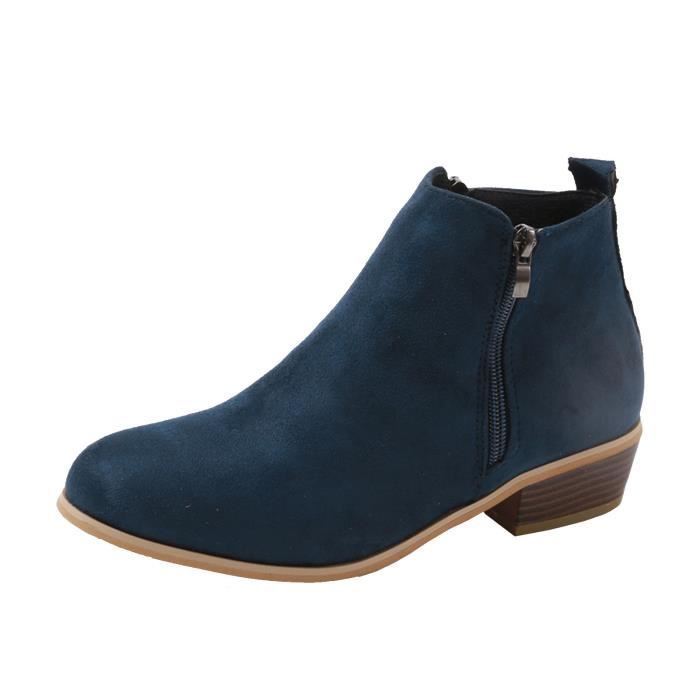 Femmes Bottines Bout Carr Talon Bas Casual Mode F minine Couleur