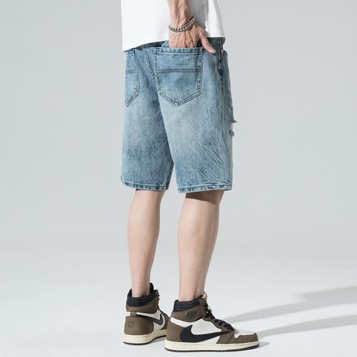 Short Jean à Bretelles Runcati Homme - 89% Coton - Tailles M-XXL - Coupe Ample Décontractée