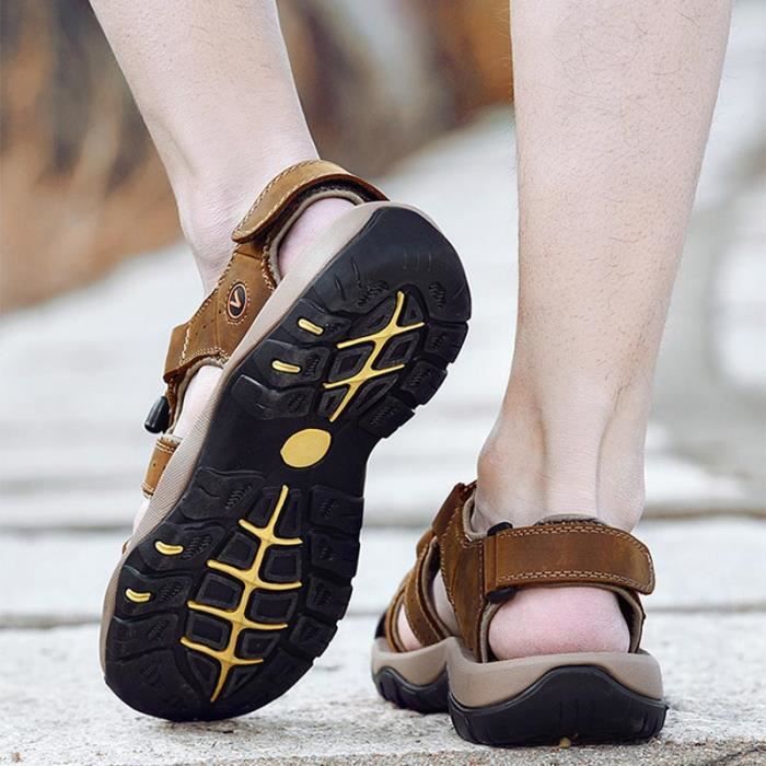 Sandales Homme Cuir Randonn e Bout Ferm Sandales Ete Ext rieur de