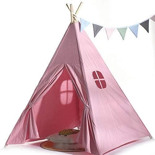 Tipi - Tente pour enfant avec tapis de sol et guirlande lumineuse - Tente de jeu pliable en coton - Pour l'intérieur et l'extérieur - 120 x 120 x 140