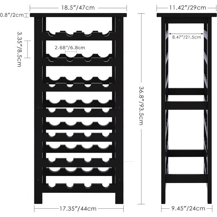 Étagère à Vin Bambou 28 Bouteilles - Support 7 Niveaux Avec Plateau Table, Design Gris Élégant Pour Cuisine, Cave, Bar