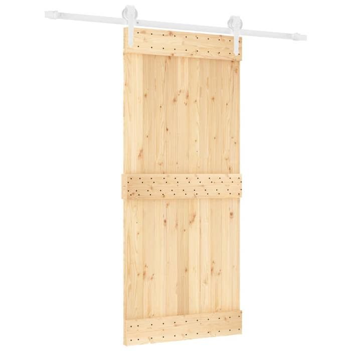 Kit Porte Coulissante 90x210 Cm Pin Massif VidaXL – Quincaillerie Incluse – Prêt à Poser
