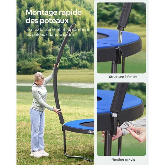 Trampoline D'extérieur, 377 Cm, Trampoline De Jardin Avec Panier De Basket Filet De Protection