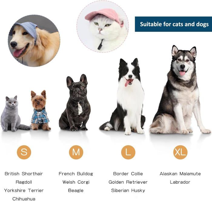 Casquette De Baseball Pour Chien - Protection Solaire, Trous Pour Oreilles, Réglable - Taille S/M - 5