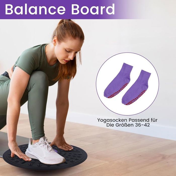 Planche D’équilibre Hexagonale HOMCENT – Avec 5 Boules En Bois – Entraînement Moteur – Capacité 50 Kg – Dès 3 Ans