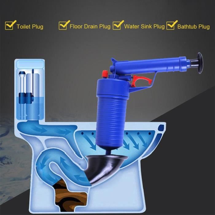 Pistolet de vidange à air puissant, nettoyeur de pompe de vidange à air  électrique, adaptateurs de déblocage pour toilettes, lavabo, cuisine, tuyau  de