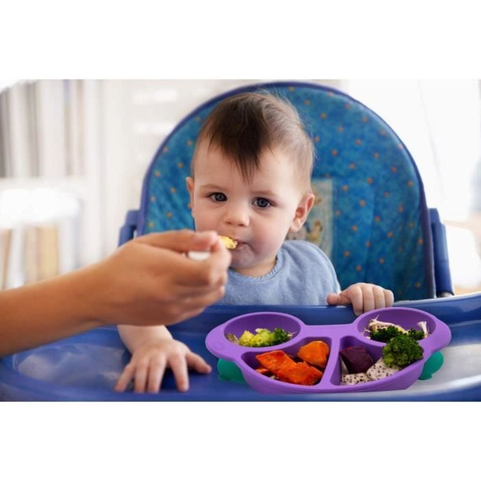 Assiette Bébé, Assiettes en Silicone pour Bébés, Assiette Enfant  Compartiment sans BPA Cuillere Bebe Souple Vaisselle (Bleu) - Cdiscount  Puériculture & Eveil bébé
