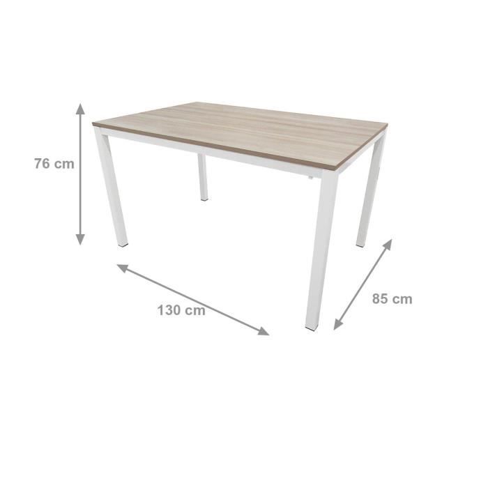 Table extensible effet bois 67x67/135 cm blanc et chêne NEWARK