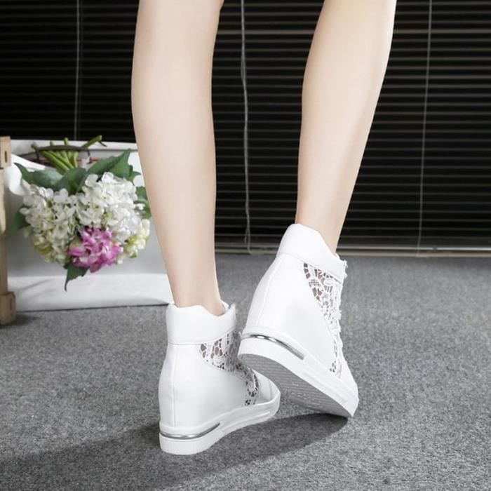 Baskets blanches deals compensées femme