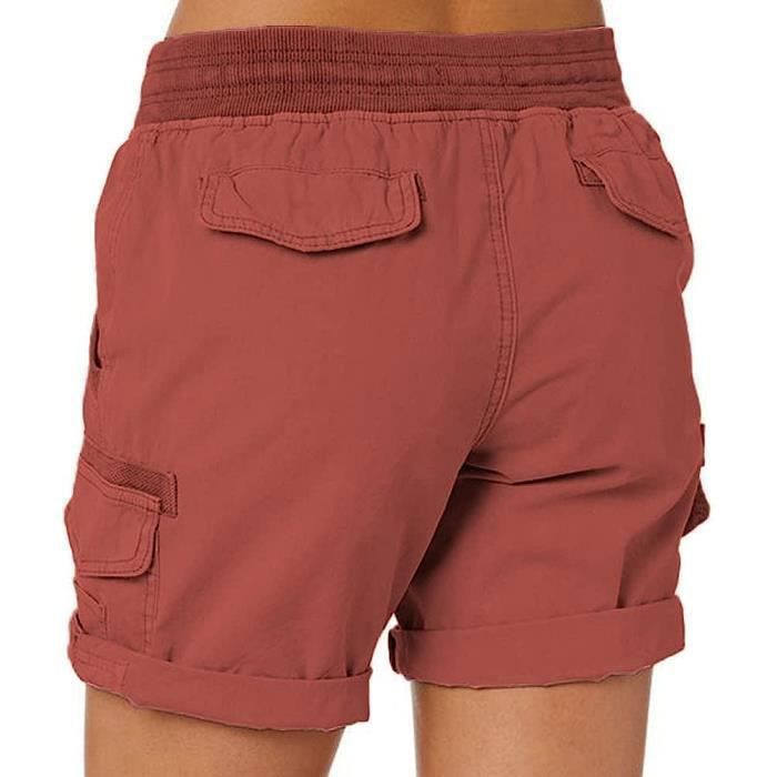 Short de Randonnee pour Femme Rouge Leger et Confortable avec Poches Rouge Cdiscount Pret a Porter