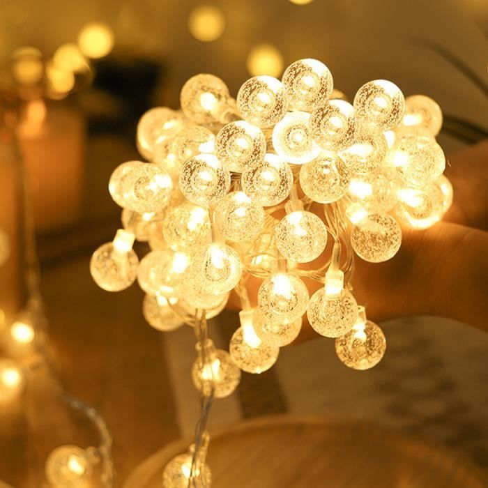 10m 80 LED Guirlande Lumineuse Boule Blanc Chaud LED à Pile
