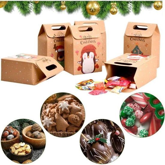 24 Pièces Sacs Cadeaux En Papier De Noël Avec Ensemble D