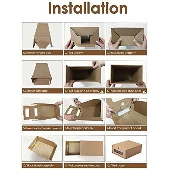 Sxspace Boîte à Chaussures en Papier Kraft Boîte de Rangement Boîte à Chaussure avec Tiroir Boîte à Chaussure avec Tiroir en Carton Epais 10 PCS Sxspace Boîte à Chaussures en Papier Kraft Boîte de Rangement Boîte à Chaussure avec Tiroir Boîte à Chaussure avec Tiroir en Carton Epais 10 PCS