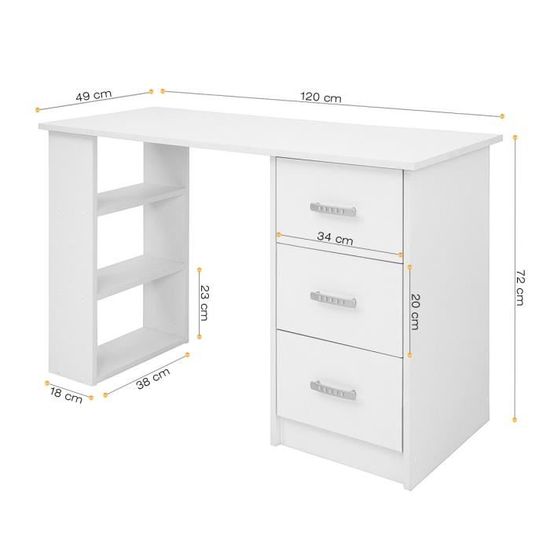 Comifort Bureau Avec Tiroirs Et Etageres 120 X 49 X 72 Cm Achat Vente Bureau Comifort Bureau Avec Tiro Cdiscount