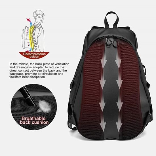 Mjmoto Sac à Dos Moto 30-48L Étanche - Sac Casque Motocross Extensible Coque Rigide