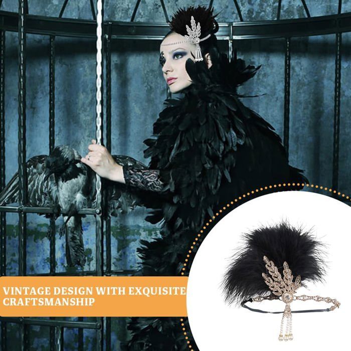 Fashband Bandeau indien à plumes et paillettes style bohème hippie
