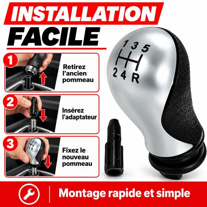 Pommeau De Levier De Vitesse Pour Citroën C5 (2001-2008) Et Xsara (1999-2008) - Amélioration Esthétique Intérieure - En ABS Argenté