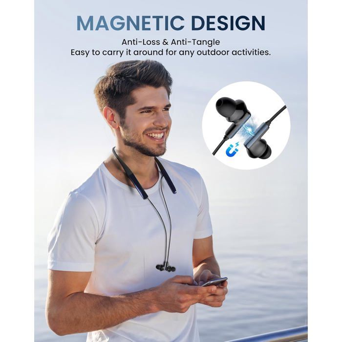 Écouteurs Bluetooth sans Fil Tour de Cou Casque d'écoute auxiliaire Bluetooth adapté aux personnes âgées