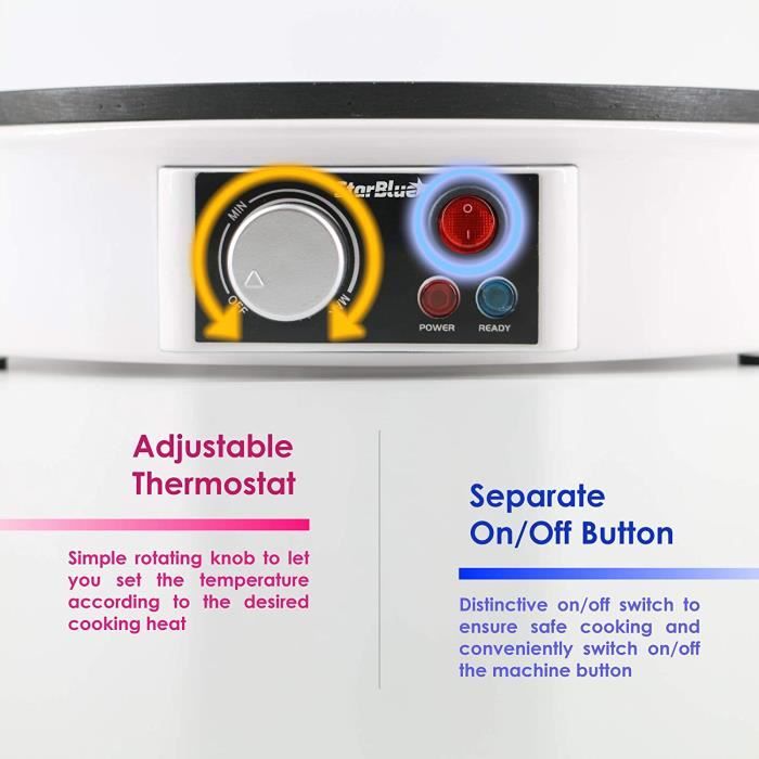 Appareil à Crêpes Électrique Professionnel 3000 W – Plaque 40 Cm, Température 50-300°C, Avec Spatule Bois