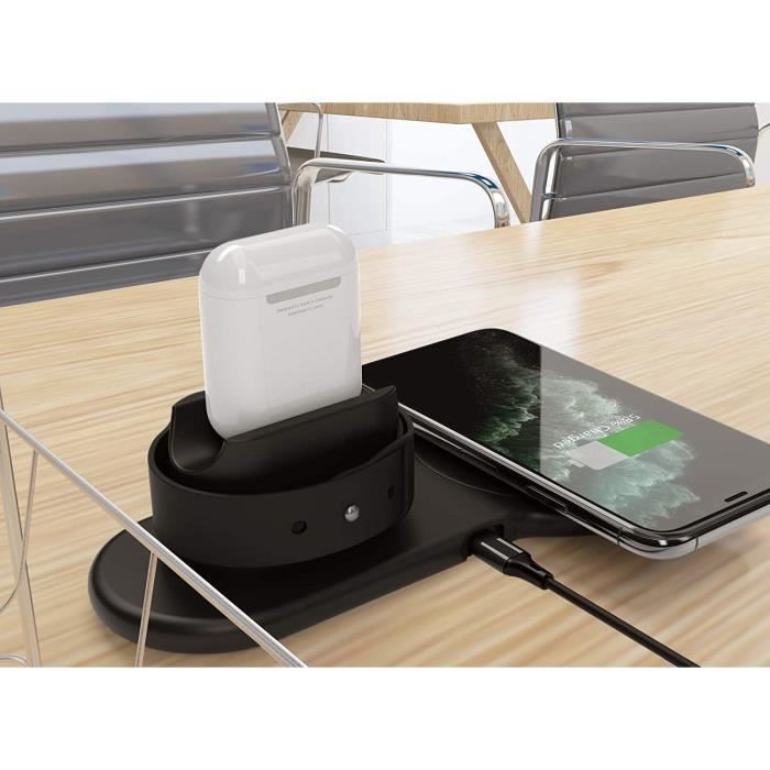 Power Technologie - Base Socle Chargeur 3 en 1 Compatible avec iPhone,  AppleWatch, Airpods, Chargeur Induction 10W, Chargeur C[508]