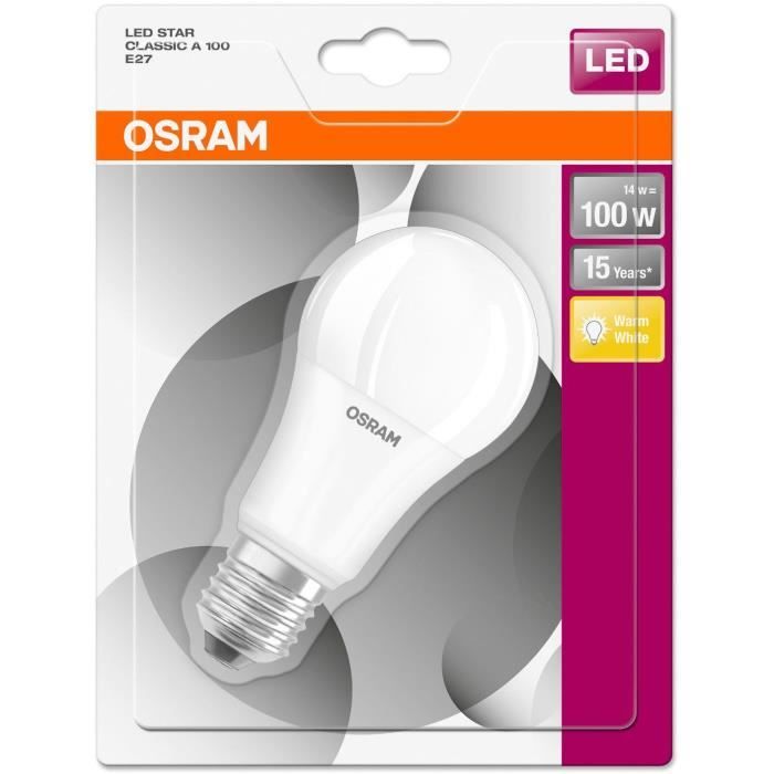 OSRAM Ampoule LED B22 flamme dépolie 4,5 W équivalent à 40 W blanc chaud  dimmable variateur - Cdiscount Maison