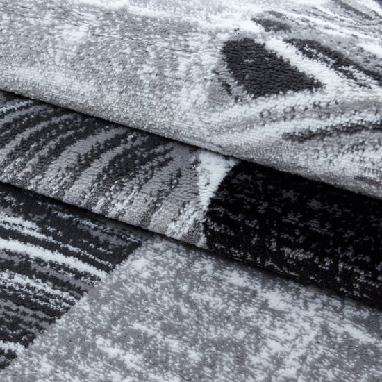 Tapis à Poils Ras Design Pierre – 280x370 Cm, Noir, Polypropylène, Dos Jute Antidérapant – Moderne Salon