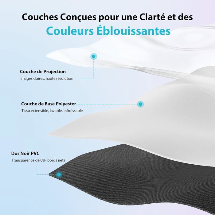 Écran Projecteur Portable 100 Pouces Fond Noir Opaque Pliable