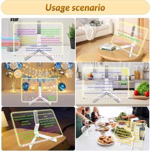 Tableau Lumineux LED Message 30x20cm Acrylique - 7 Stylos Couleur, Effaçable, Alimentation USB, Idéal Café, Bar, Décoration, Ardoise Créative