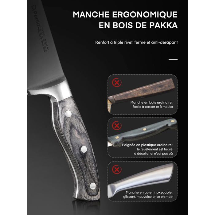 Lot De 15 Couteaux De Cuisine Avec Bloc - Lames Allemandes, Tranchants, Style Japonais, Parfait Pour Viande, Légumes, Fromage