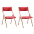 Lot de 2 Chaise pliante jardin Chaise de salle à manger pour salon cuisine simple et romantique, rouge-0