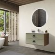 LuxuryBain - Meuble de salle de bain simple vasque 100cm bois et vert avec miroir led LB-1002-100-0