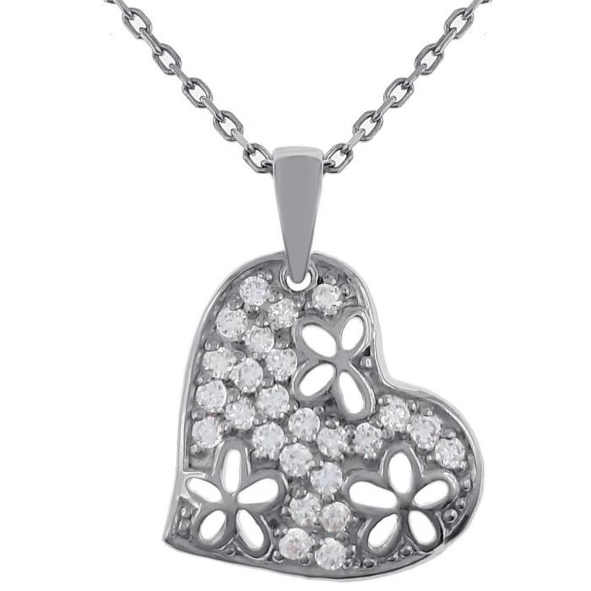 Pendentif « Cœurs » En Argent Massif Avec Oxydes De Zirconium - Chaîne En Option - Neuf Étiqueté