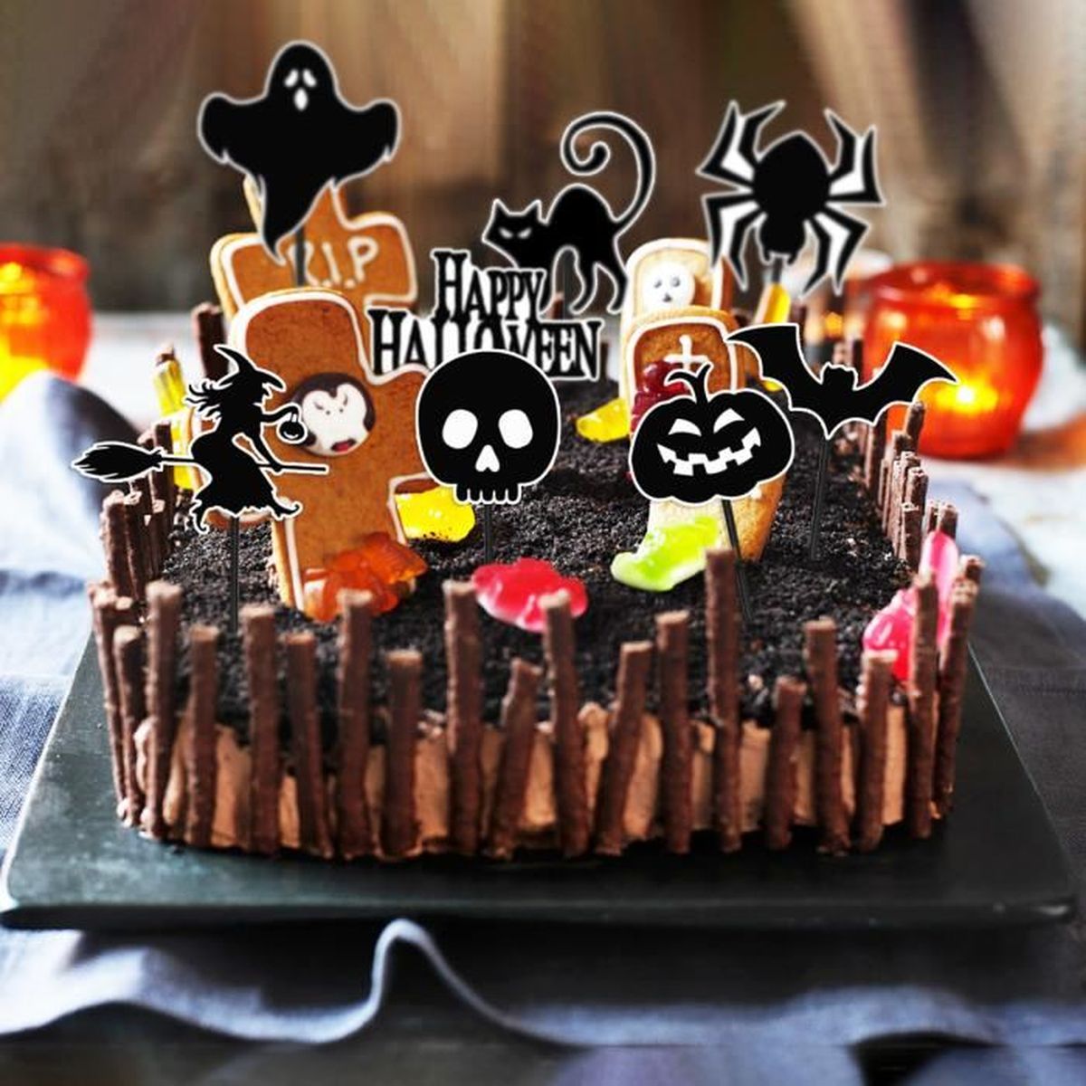 Tinksky 72 Pcs Gateau Toppers Halloween Citrouille Fantome Gateau Fruits Decorations Articles De Fete Cdiscount Au Quotidien