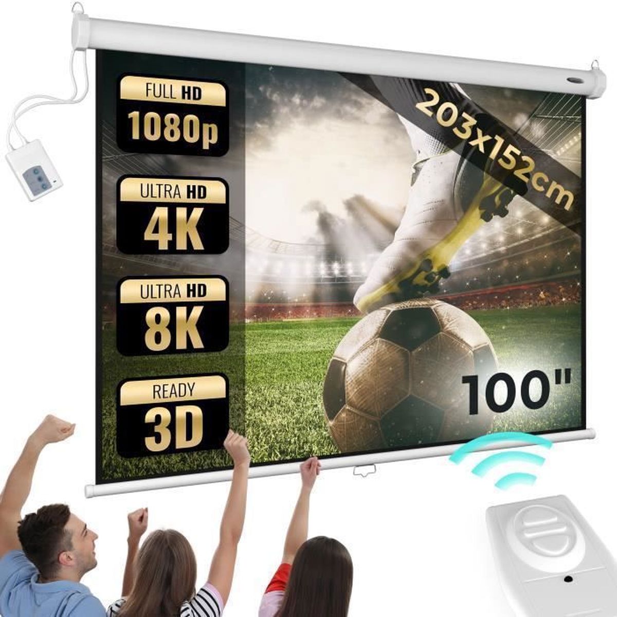 Lumene Trigger 12V sans-Fil pour Ecran de Projection Noir