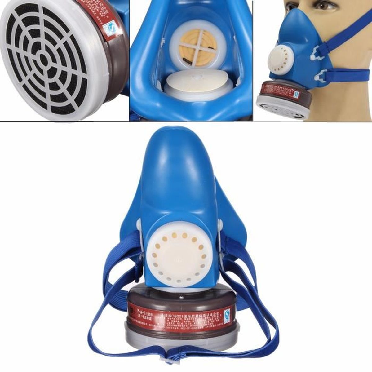 Masque Respiratoire Avec Filtres Et Lunettes - Protection Contre Poussières, Vapeurs Et Produits Chimiques