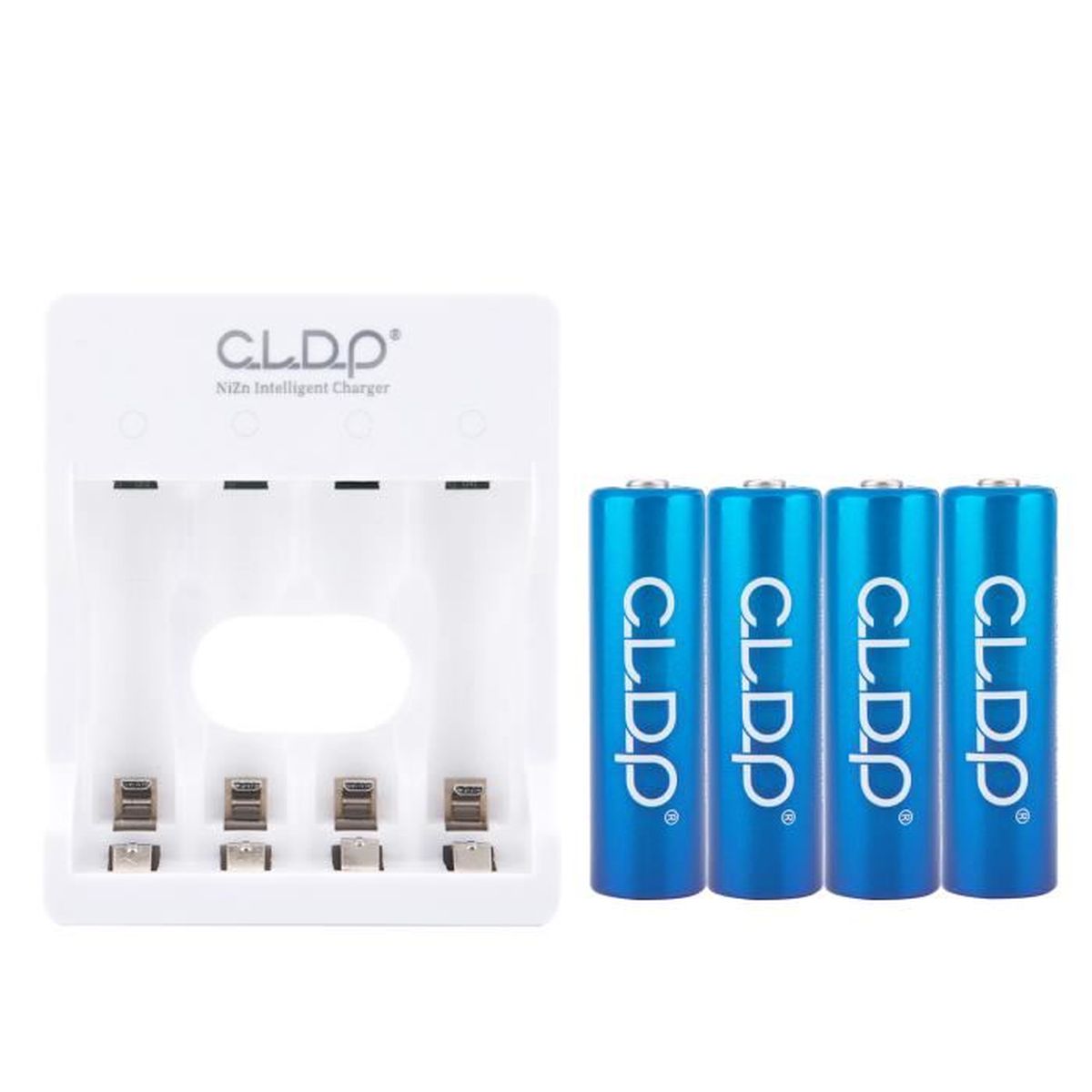 Pack Chargeur de Piles Rechargeables AA / AAA Avec 4 Piles AA 800 mWh Port USB 4 Slots