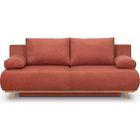 HOMIFAB Canapé convertible 3 places avec coffre en velours fines côtes terracotta - Laria