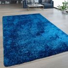 PACO HOME Tapis Salon Poils Longs Lavable Shaggy Aspect Flokati Uni Bleu [200x280 cm]