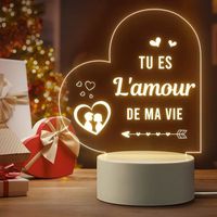 Cadeau Saint valentin lampe "TU ES L'AMOUR DE MA VIE" couple Veilleuse mariage fiançailles LED coeur homme femme romantique