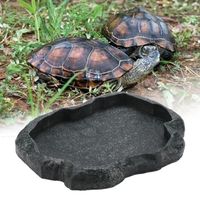 Atyhao Gamelle en résine durable pour reptiles, bol d'alimentation et d'eau pour tortue ou lézard (vert M)