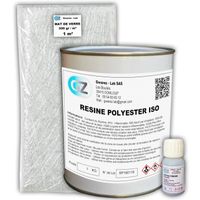 Résine Polyester 1 Kg + 1 m² tissu de verre 300