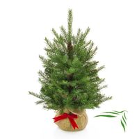 Sapin de Noël artificiel WELLINGTON, sac de jute marron, 185 branches, 60 cm, Ø 50 cm - Arbre de Noël artificiel - Arbre de Noël