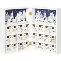 Calendrier de l'avent en bois forme de livre HOMCOM - Décoration de Noël style scandinave blanc