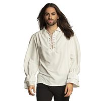 Chemise de Pirate Homme blanche - BOLAND - Chemise de Pirate Homme blanche - Coupe large - Col lacé - Jabot