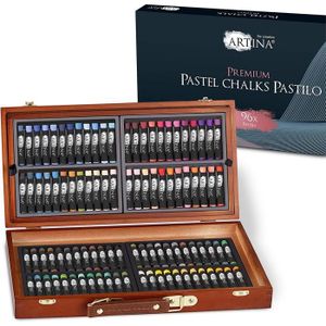 PASTELS - CRAIE D'ART Artina Set de craies Pastilo – Avec 96 couleurs magnifiques avec coffret en bois certifié FSC – Craies à peintre