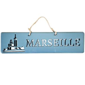 OBJET DÉCORATION MURALE Plaque décorative en bois bleue - Marseille