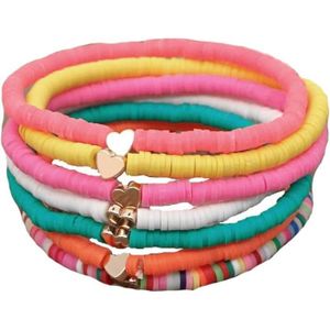 BRACELET - GOURMETTE Bracelet en perles en argile colorée - Love Heart - Réglable pour femmes et filles [n1702]
